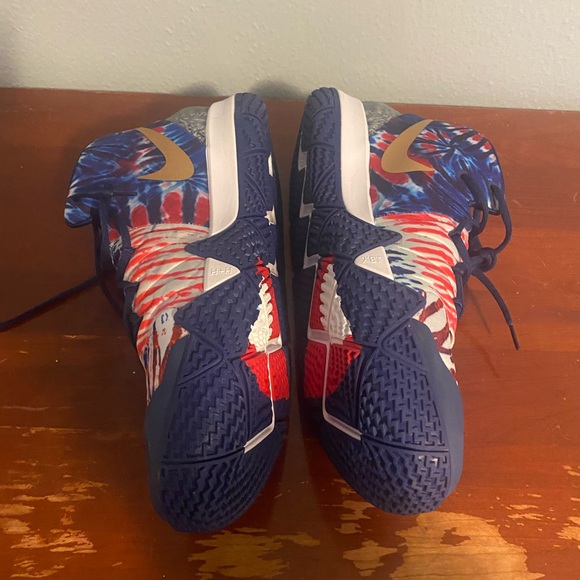 Nike Red, Blue, and Gold Athletic Shoes Nike Kyrie2 - Picture 2 of 9